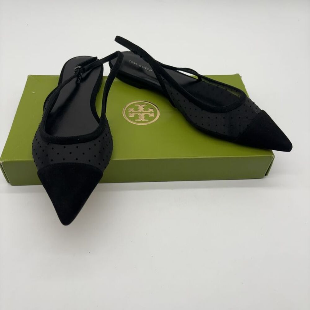 Tory Burch Black Mesh Toe Flats